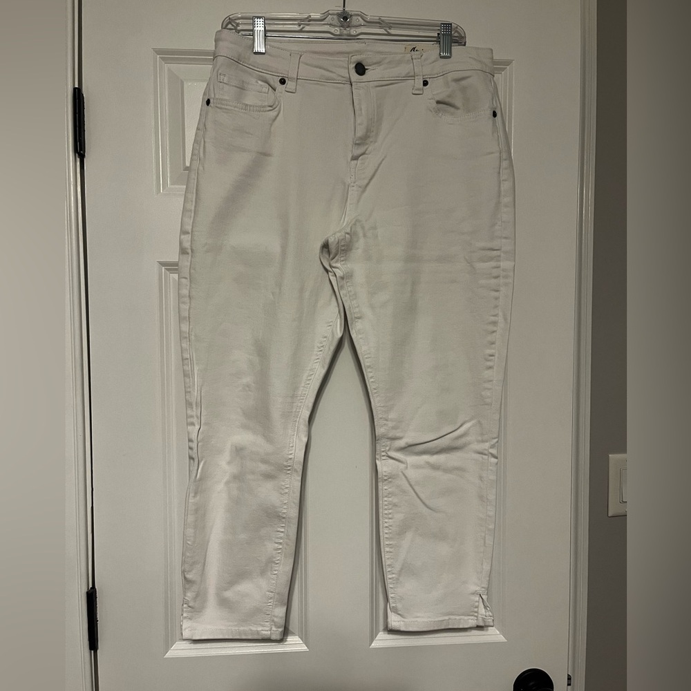 Cosmic Blue Love Women's White Crop Jeans